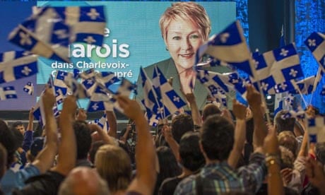 Supporters of Pauline Marois and the Parti Quebecois cheer the party's victory in Quebec's elections