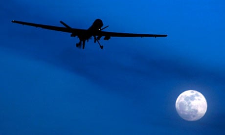 An unmanned US Predator drone takes off on a night sortie. 