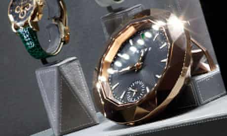Luxury watches on display
