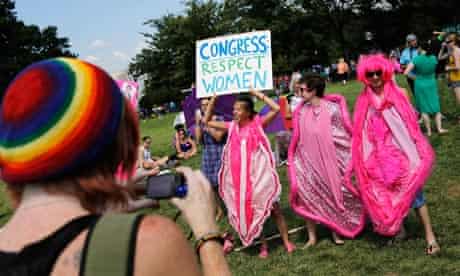 Activists in vagina costumes rally against conservative legislators in Washington, DC, 2012