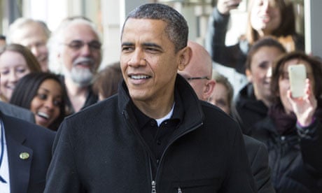 US president Barack Obama shopping in Arlington on Small Business Saturday