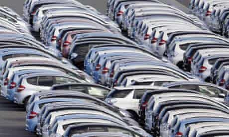 Cars wait for export from Japan
