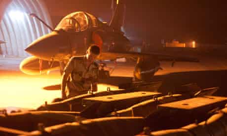 French military preparing a Mirage 2000D Fighter plane in N'Djamena