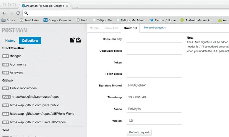 Postman, a Chrome extension for working with REST APIs