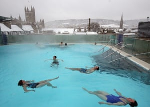 uk weather: Thermae Bath Spa in Bath