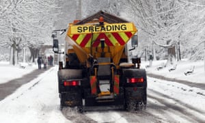 A council gritter spreads grit on roads in Bath on January 18, 2013 in Bath, England.