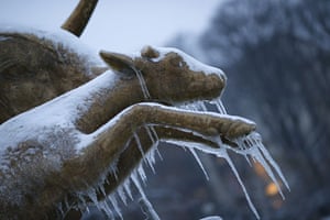 Paris snow: Picture of a frozen sculpture
