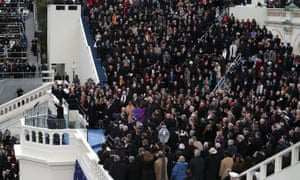 President Barack Obama waves after being sworn in during the public ceremonial inauguration.
