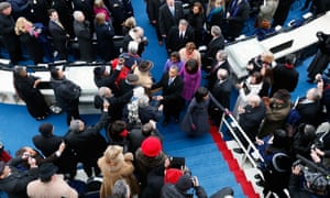 Barack Obama and Michelle greet people after the public ceremonial inauguration.