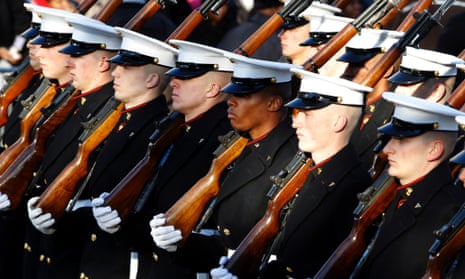 Members of the Marine Corps march in President Barack Obama's inaugural parade in Washington.