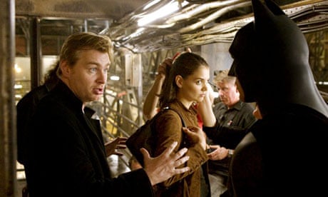 Film director Christopher Nolan on the set of Batman
