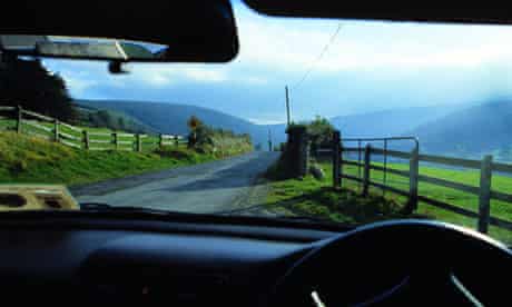 View through car windcreen in County Kerry, Ireland