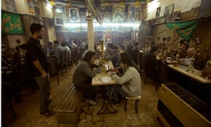 Iranians in Tehran coffee shop