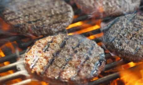 Burgers on a barbecue