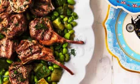 Lamb chops with broad beans