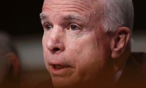 US senator John McCain, Republican of Arizona, questions former US senator Chuck Hagel during a confirmation hearing on Capitol Hill