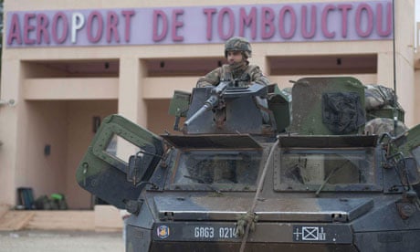 French soldiers as they arrive in the city of Timbuktu