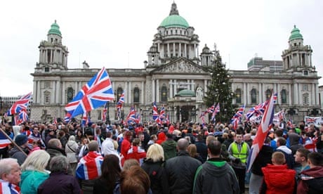 Loyalist march outside Belfast city hall