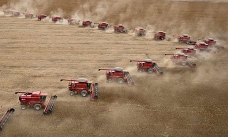 Soybeans are harvested at the Fartura Farm in Campo Verde, Brazil