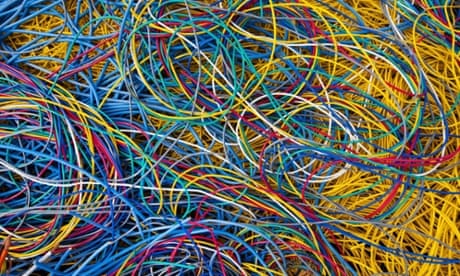 A pile of cables at a Google Data Center in the Dalles, Oregon, USA.