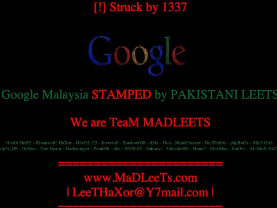 Google Malaysia Taken Offline By Pakistani Hackers Google The Guardian