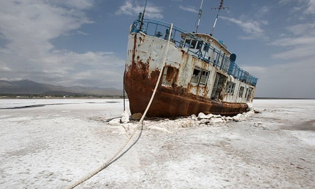 ship stuck on salt flats