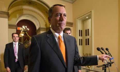 Forlorn: Republican Speaker John Boehner walks to the House floor during the vote.