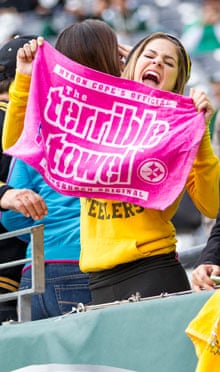 A Pittsburgh Steelers fan supports Breast Cancer Awareness Month