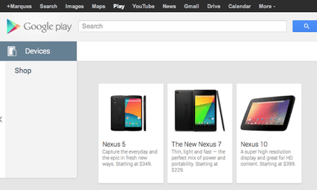 Google Nexus 5 Google Play Store listing.