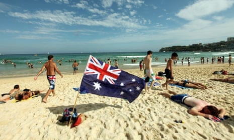 Australia Day Bondi beach Australian flag