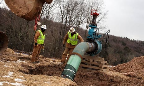 Workers at a shale gas field in Pennsylvania