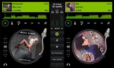 Steel wheels for Spotify as music service iPad DJ app | | The