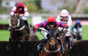 Richard Johnson riding Upton Mead clear the last to win The Friends of Josh Gifford Handicap Steeple Chase at Plumpton racecourse in Plumpton, England.