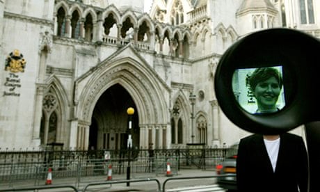 Sky News reporter Jayne Secker on camera at the Royal Courts of Justice