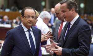 David Cameron with Francois Hollande at the European Union summit.