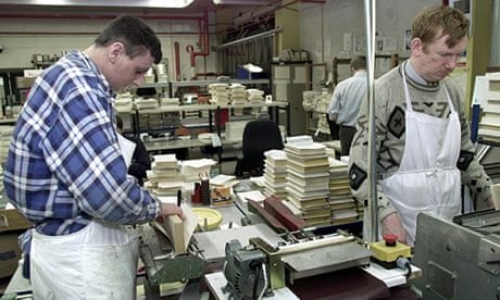 Disabled workers at Remploy’s bookbinding factory in 2000