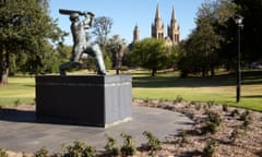 A hit with tourists: Pennigton Gardens in Adelaide, featuring a statue of Sir Donald Bradman.