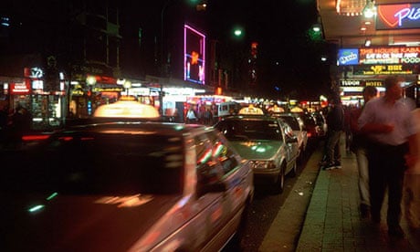 Taxis queuing at night at Kings Cross, Sydney