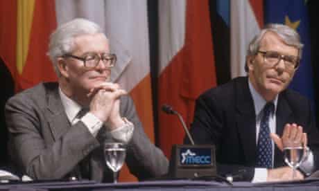 Douglas Hurd and John Major at Maastricht Summit Conference 1991