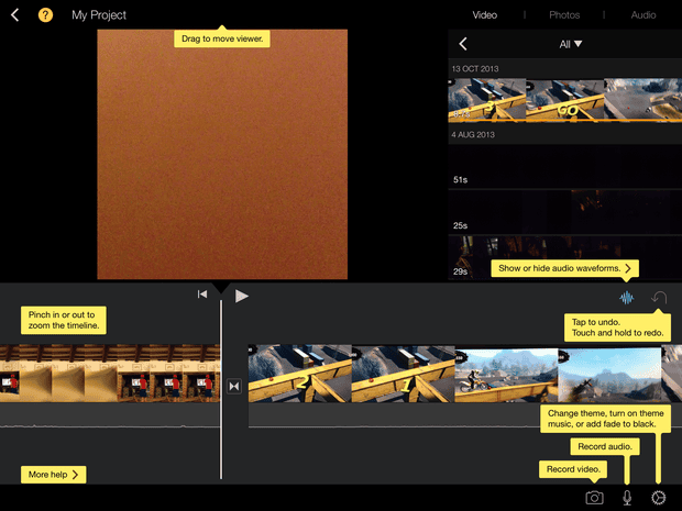 iMovie on iPad has lots of help