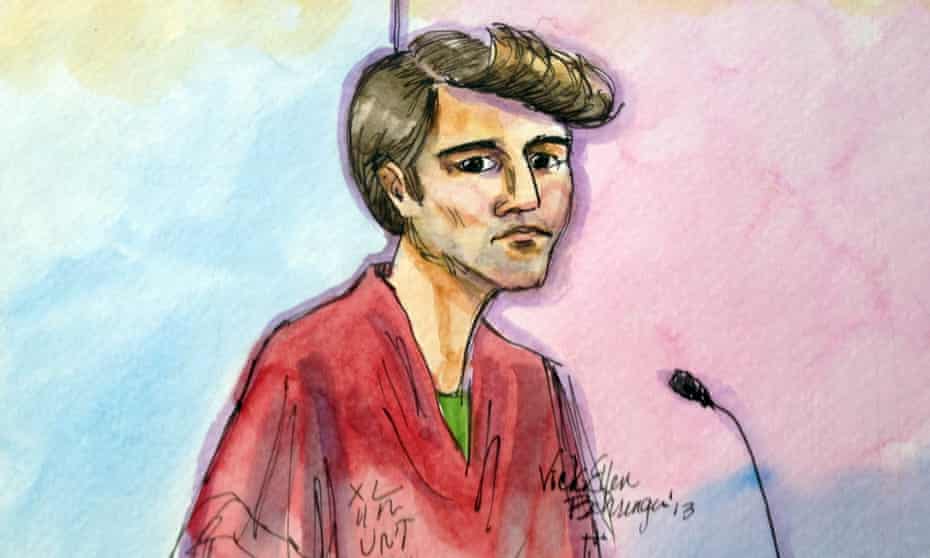 This artist rendering shows Ross William Ulbricht appearing in Federal Court in San Francisco on Friday, Oct. 4, 2013.