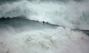 Garrett McNamara surfing off Portugal coast