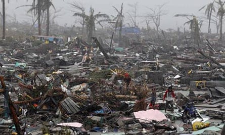 Residents search for belongings in the wreckage of Tacloban.