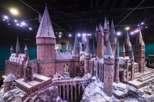Hogwarts Castle appears to be covered in snow by giants at the Warner Bros Making of Harry Potter studio tour in Leavesden, Watford. 
