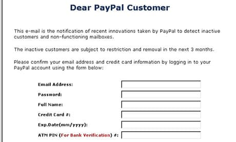 Fake emails that try to convince you they are from Paypal 