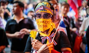 A protestor at the rally against the Anti-Amnesty Bill in Bangkok in Thailand.