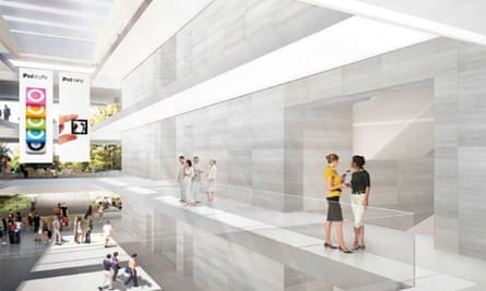 Inside the travertine-lined atrium.