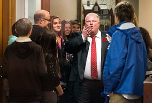 Mayor Rob Ford: Ford blows a kiss at City Hall in Toronto