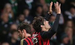 AC Milan's Brazilian forward Kaka (R) celebrates