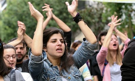 Young people during a general strike in Greece, November 2012